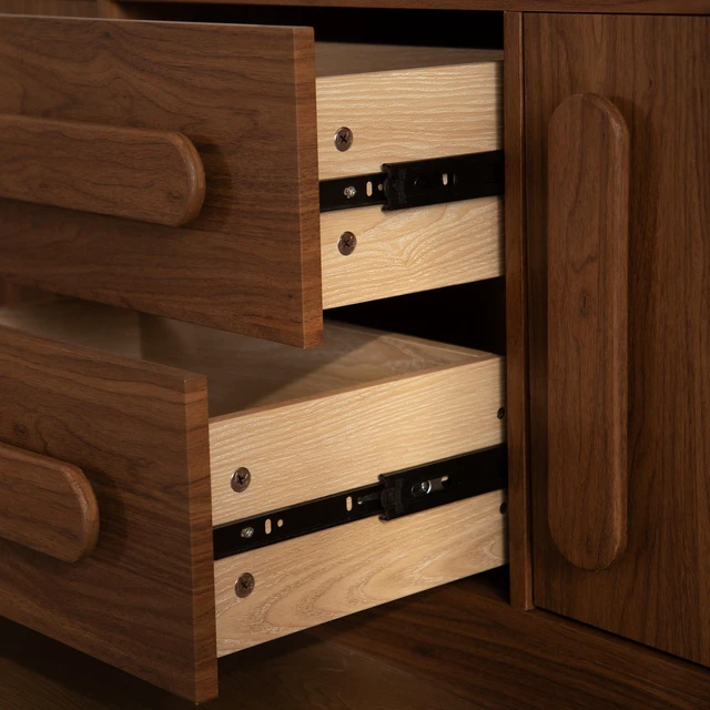 Alt view image 5 of 7 - MDF Buffet Sideboard Cabinet, 63 Inch 2 Doors 2 Drawers Storage Credenza with Silent Slide Drawers and Soft Close Doors