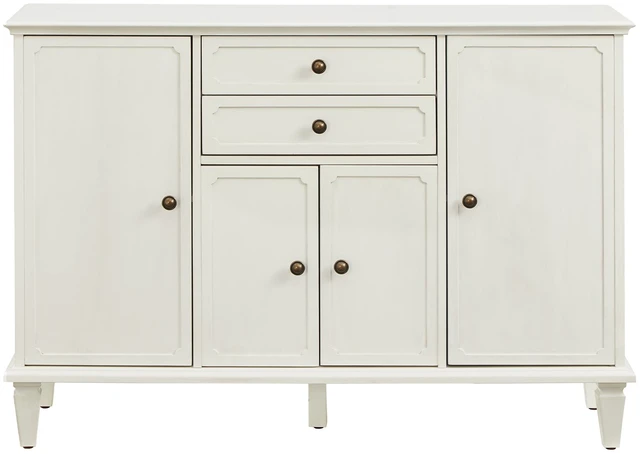 Alt view image 7 of 7 - Sideboard Buffet Cabinet with Drawers and Storage Cabinets, Wooden Console with Adjustable Shelves for Kitchen Living