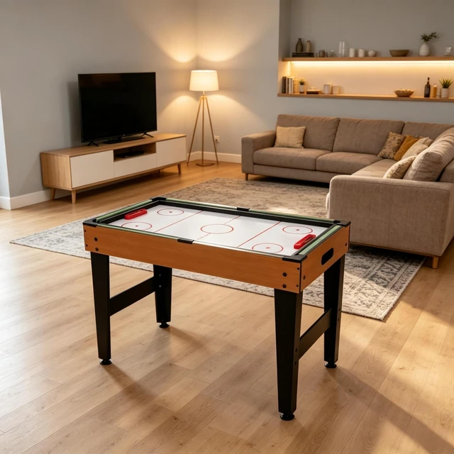 Main image of Game Table, 53 Inch Combo Game Table Featuring Foosball Pool Ping Pong Air Hockey and Basketball Sports Set for Black