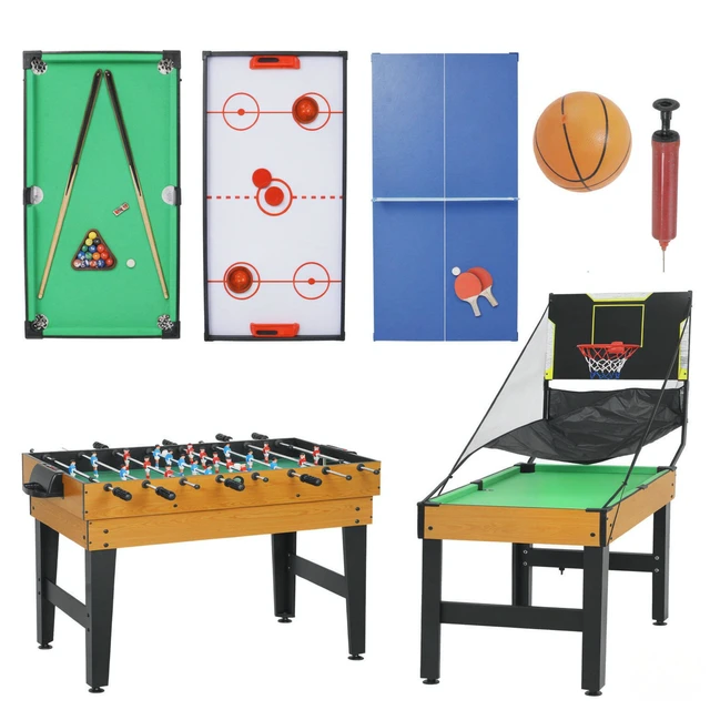 Alt view image 6 of 7 - Game Table, 53 Inch Combo Game Table Featuring Foosball Pool Ping Pong Air Hockey and Basketball Sports Set for Black