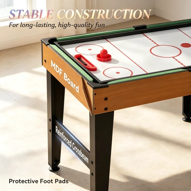 Alt view image 7 of 7 - Game Table, 53 Inch Combo Game Table Featuring Foosball Pool Ping Pong Air Hockey and Basketball Sports Set for Black