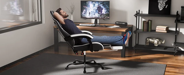 Alt view image 3 of 7 - Ergonomic Video Gamer Chairs, Computer Gaming Chairs with Massage Lumbar Support and Footrest Racing Computer