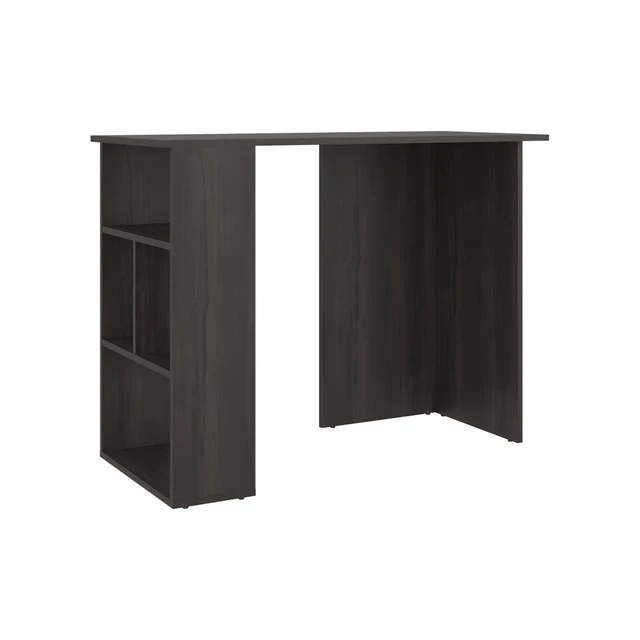 Alt view image 2 of 7 - Boulder Writing Desk with Bookcase Shelves, Storage Table Stained, Walnut, Particle Board, Desks Work Surfaces