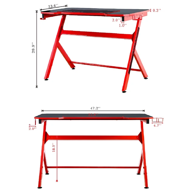 Alt view image 6 of 7 - 48 Inch Gaming Computer Desk with Cable Management, Shaped Large Gamer Workstation pc Table with Cup Holder Headphone