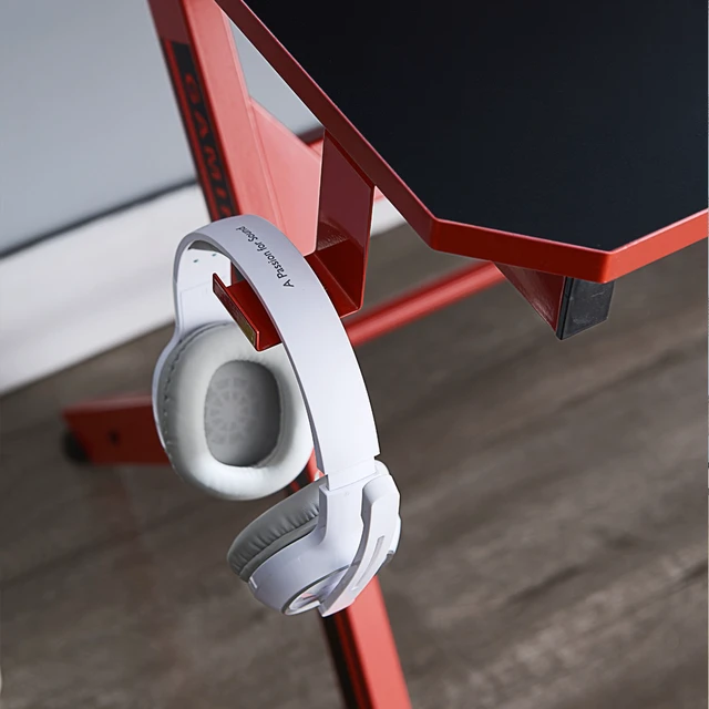 Alt view image 7 of 7 - 48 Inch Gaming Computer Desk with Cable Management, Shaped Large Gamer Workstation pc Table with Cup Holder Headphone