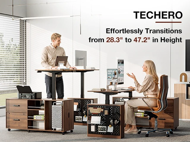 Alt view image 7 of 7 - 63 Inch l Shaped Electric Standing Desk with Drawers, Power Outlet and Storage Height Adjustable Corner Desk
