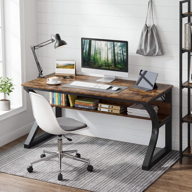 Alt view image 4 of 7 - 47 Inch Computer Desk, Desk Storage Large Legroom U-Shaped Metal Frame Study Table for Gaming Study Writing Work