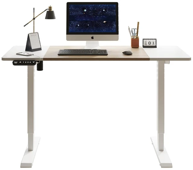 Alt view image 7 of 7 - ×24 Inch and Electric Standing Desk Height Adjustable Desk for and Computer Table Gaming Lift Oak Natural Wood Antique