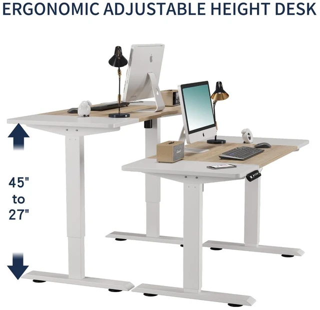 Alt view image 6 of 7 - ×24 Inch and Electric Standing Desk Height Adjustable Desk for and Computer Table Gaming Lift Oak Natural Wood Antique