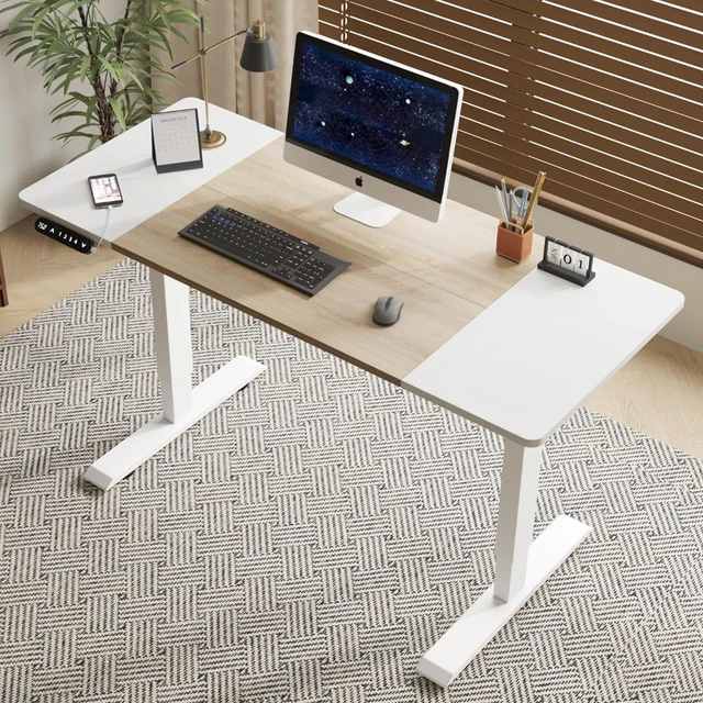 Alt view image 2 of 7 - ×24 Inch and Electric Standing Desk Height Adjustable Desk for and Computer Table Gaming Lift Oak Natural Wood Antique