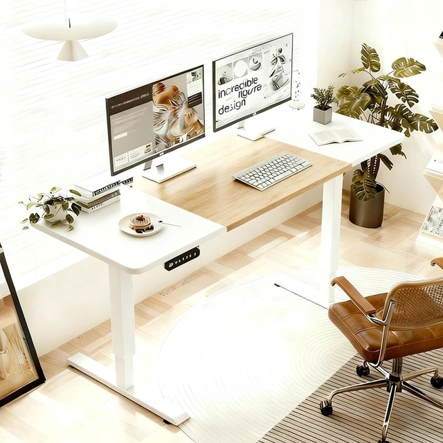 Main image of ×24 Inch and Electric Standing Desk Height Adjustable Desk for and Computer Table Gaming Lift Oak Natural Wood Antique
