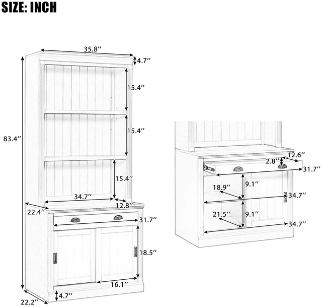 Alt view image 3 of 7 - 83.4 Inch Tall Bookshelf with 3 Pieces LED Lighting, Bookcase with Sliding Doors and Open Shelves Storage