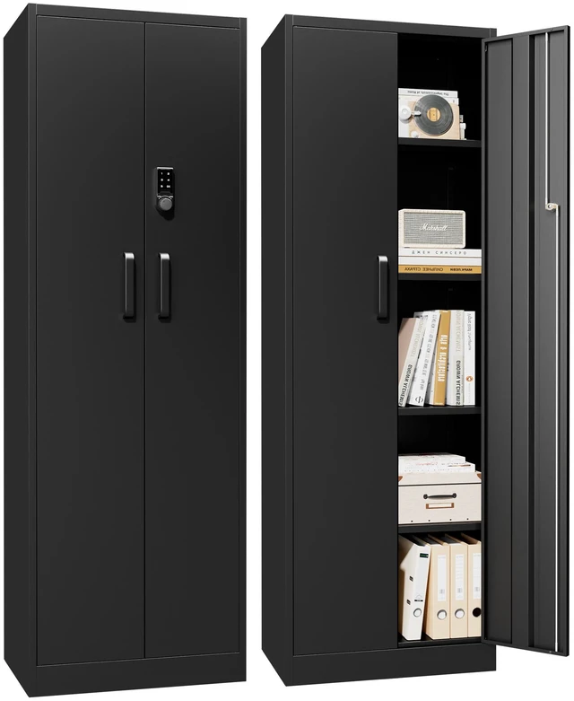 Main image of Lockable Metal Storage Cabinet with Digital Keypad, 71 Inch Tall Steel Utility Cabinet with Adjustable Shelves 150 LBS
