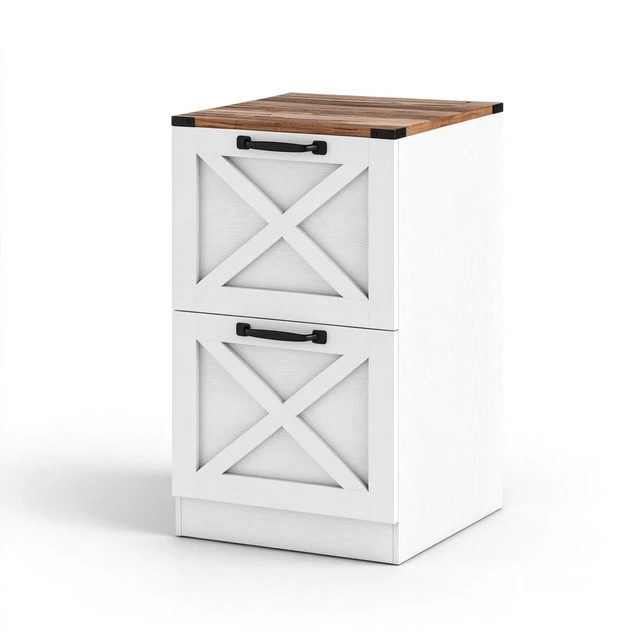 Alt view image 3 of 7 - Vertical Printer Stand with Storage Drawers, Vertical Storage Cabinet Fits Letter Size Files, White, Particle Board