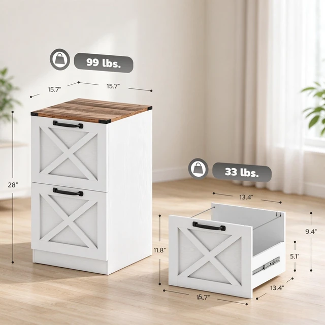 Alt view image 4 of 7 - Vertical Printer Stand with Storage Drawers, Vertical Storage Cabinet Fits Letter Size Files, White, Particle Board