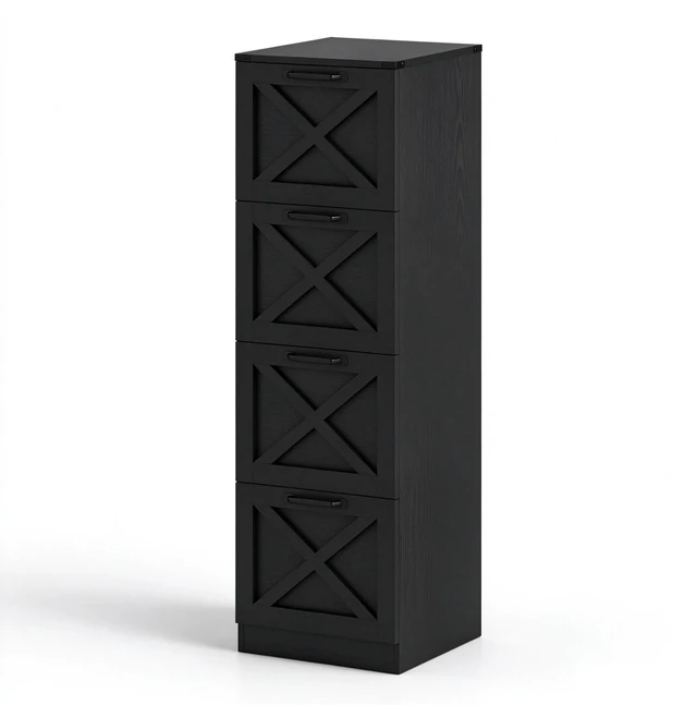 Alt view image 4 of 7 - Vertical Storage Drawer Cabinet Pattern Printer Stand, 4 Drawers Organizer Fits Letter Size Files, Black, Particle