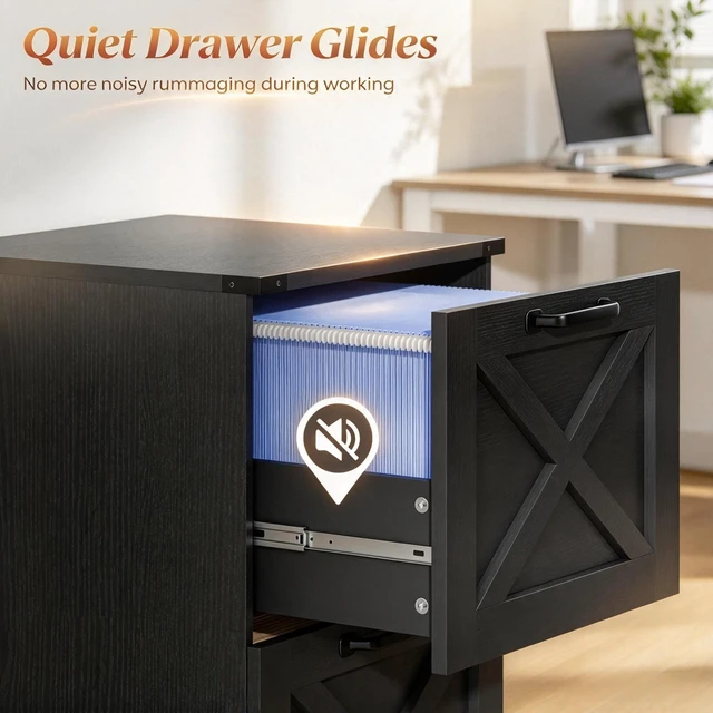 Alt view image 7 of 7 - Vertical Storage Drawer Cabinet Pattern Printer Stand, 4 Drawers Organizer Fits Letter Size Files, Black, Particle