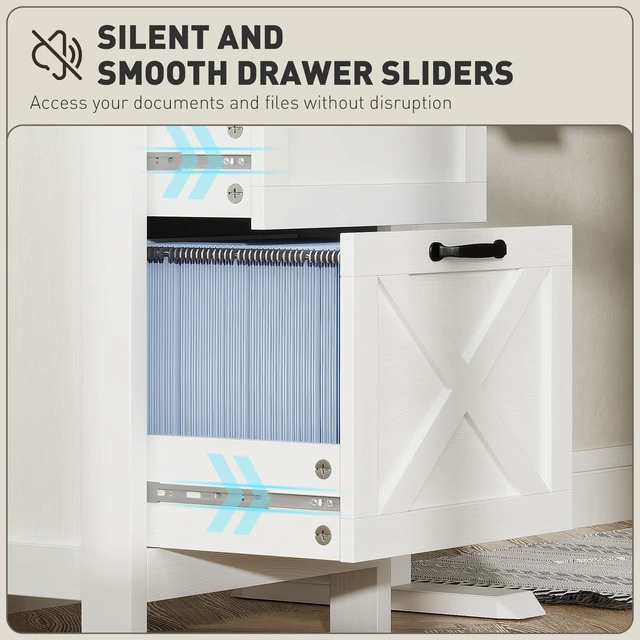 Alt view image 3 of 7 - 2 Drawer Vertical File Cabinet with Silent Slides, Filing Cabinet with Barn Doors for Letter Size Printer Stand