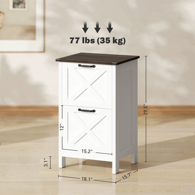 Alt view image 7 of 7 - 2 Drawer Vertical File Cabinet with Silent Slides, Filing Cabinet with Barn Doors for Letter Size Printer Stand