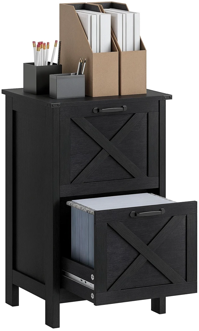 Main image of 2 Drawer Vertical File Cabinet with Silent Slides, Filing Cabinet with Barn Doors for Letter Size Printer Stand