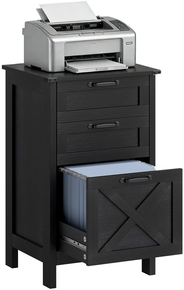 Main image of 3 Drawer File Cabinet with Silent Slides, Vertical Filing Cabinet for Hanging Letter Size Printer Stand with Storage