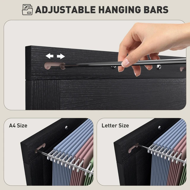Alt view image 4 of 7 - 3 Drawer File Cabinet with Silent Slides, Vertical Filing Cabinet for Hanging Letter Size Printer Stand with Storage
