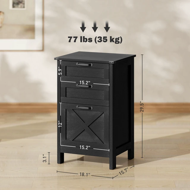 Alt view image 7 of 7 - 3 Drawer File Cabinet with Silent Slides, Vertical Filing Cabinet for Hanging Letter Size Printer Stand with Storage