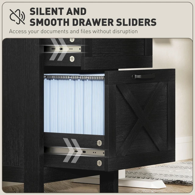 Alt view image 3 of 7 - 3 Drawer File Cabinet with Silent Slides, Vertical Filing Cabinet for Hanging Letter Size Printer Stand with Storage