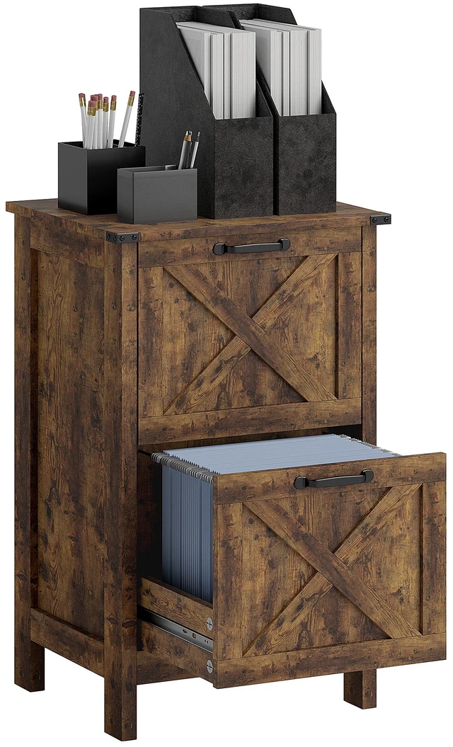 Main image of 2 Drawer Vertical File Cabinet with Silent Slides, Filing Cabinet with Barn Doors for Letter Size Printer Stand