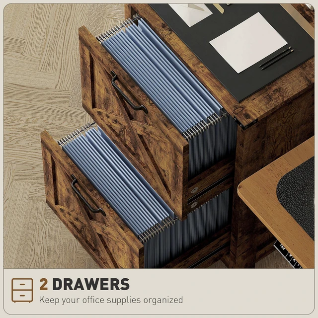 Alt view image 5 of 7 - 2 Drawer Vertical File Cabinet with Silent Slides, Filing Cabinet with Barn Doors for Letter Size Printer Stand
