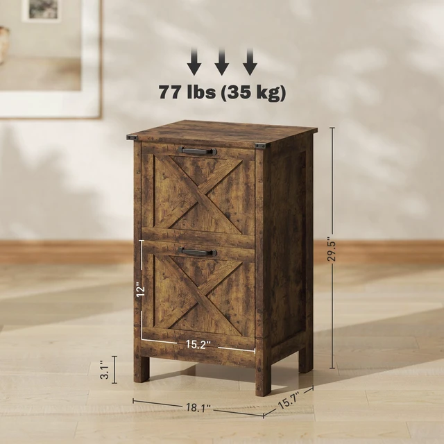 Alt view image 7 of 7 - 2 Drawer Vertical File Cabinet with Silent Slides, Filing Cabinet with Barn Doors for Letter Size Printer Stand