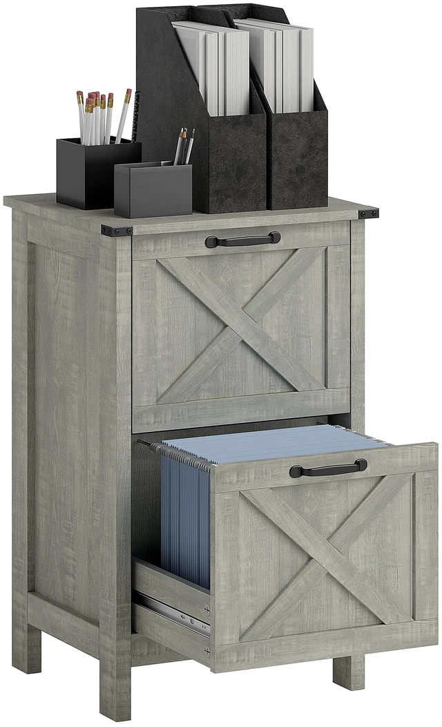 Main image of 2 Drawer Vertical File Cabinet with Silent Slides, Filing Cabinet with Barn Doors for Letter Size Printer Stand