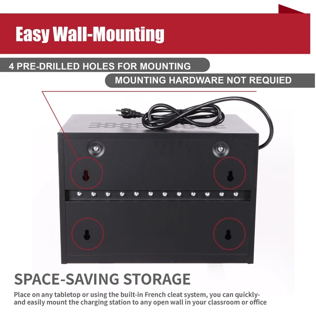 Alt view image 3 of 3 - Bay Charging Cabinet for Laptop, Chromebook Locking Charging Station, Black, Steel, File Cabinets Storage