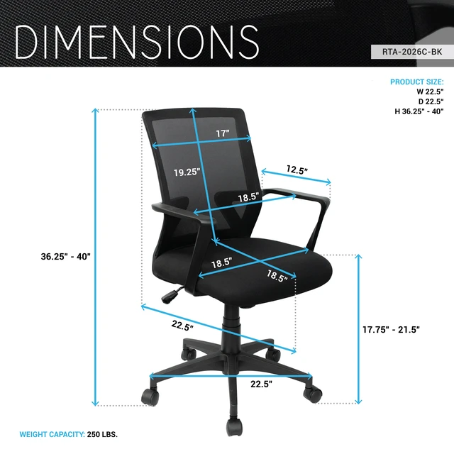 Alt view image 4 of 7 - Ergonomic Mesh Chair with Adjustable Height and Tilt Economical Desk Chair with Lumbar Support, Swivel Base