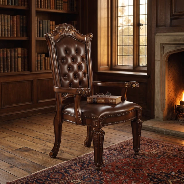 Main image of Valenza Upholstered Executive Chair, Cherry, Wood, Chairs