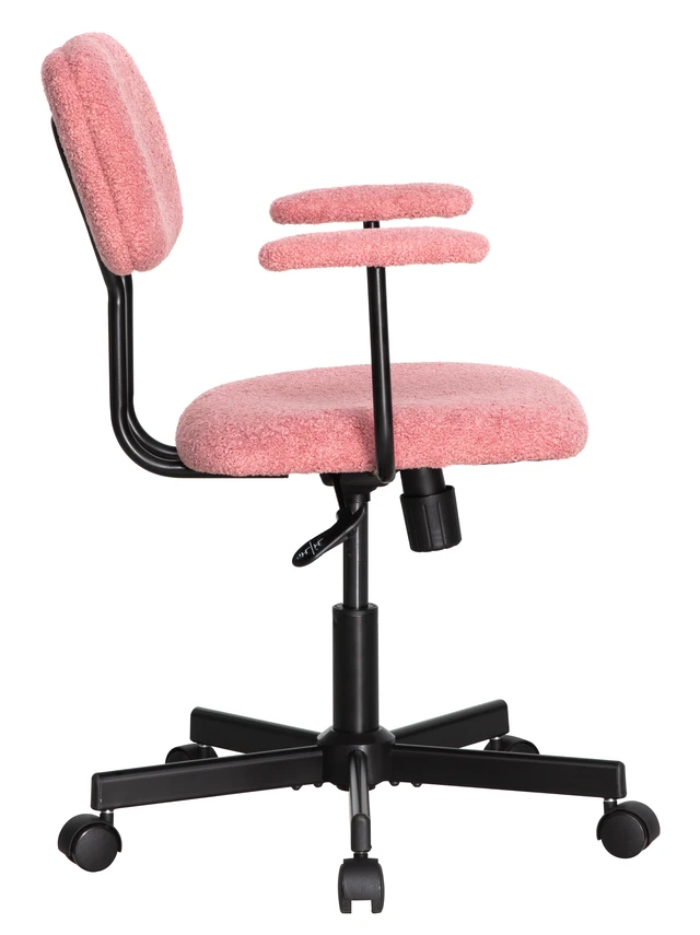 Alt view image 3 of 7 - Low Back Velvet Computer Chair, Ergonomic Adjustable Swivel Small Armless Desk Chair, Pink, Wood and Metal