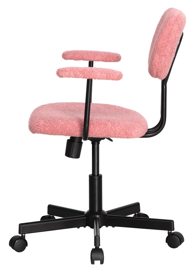 Alt view image 4 of 7 - Low Back Velvet Computer Chair, Ergonomic Adjustable Swivel Small Armless Desk Chair, Pink, Wood and Metal