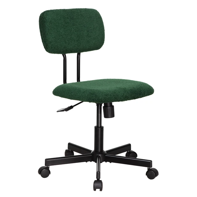 Alt view image 5 of 7 - Low Back Velvet Computer Chair, Ergonomic Adjustable Swivel Small Armless Desk Chair, Green, Wood and Metal