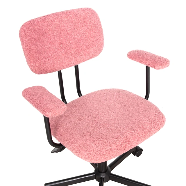 Alt view image 5 of 7 - Low Back Velvet Computer Chair, Ergonomic Adjustable Swivel Small Armless Desk Chair, Pink, Wood and Metal