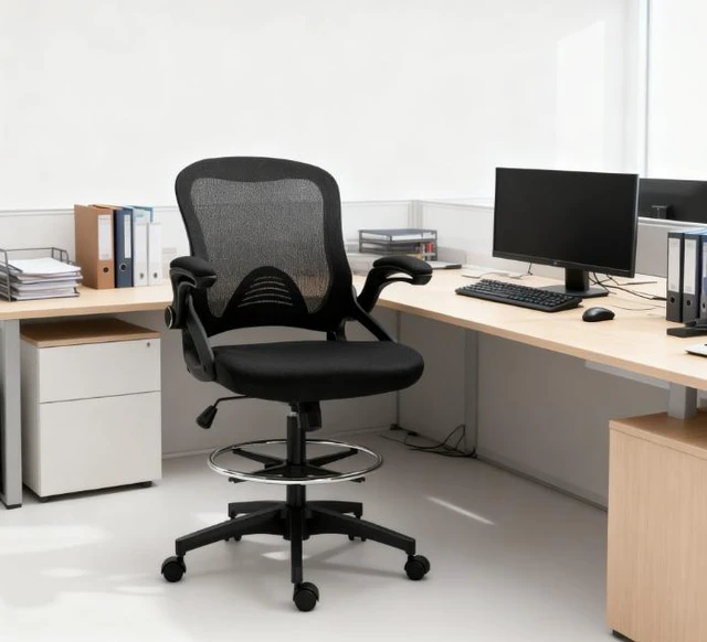 Main image of Mesh Drafting Chair Unique Design, Studio Artists and Pros, Black, Fabric, Nylon and Steel, Chairs