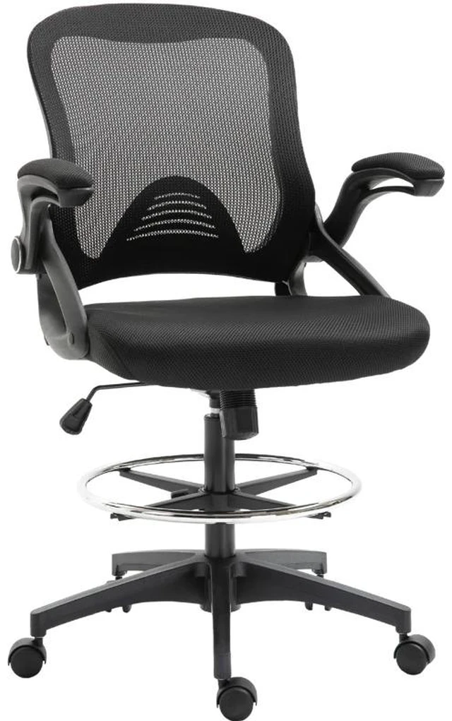 Alt view image 2 of 7 - Mesh Drafting Chair Unique Design, Studio Artists and Pros, Black, Fabric, Nylon and Steel, Chairs
