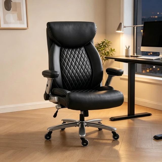 Alt view image 4 of 7 - High Back Executive Chair with Adjustable Armrests and Rolling Wheels, Swivel Computer Desk Chair Work Only Black