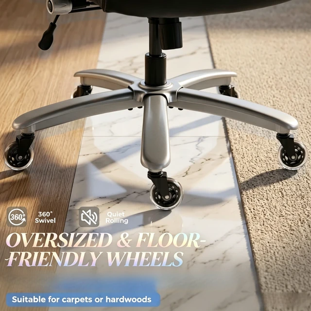 Alt view image 7 of 7 - High Back Executive Chair with Adjustable Armrests and Rolling Wheels, Swivel Computer Desk Chair Work Only Black