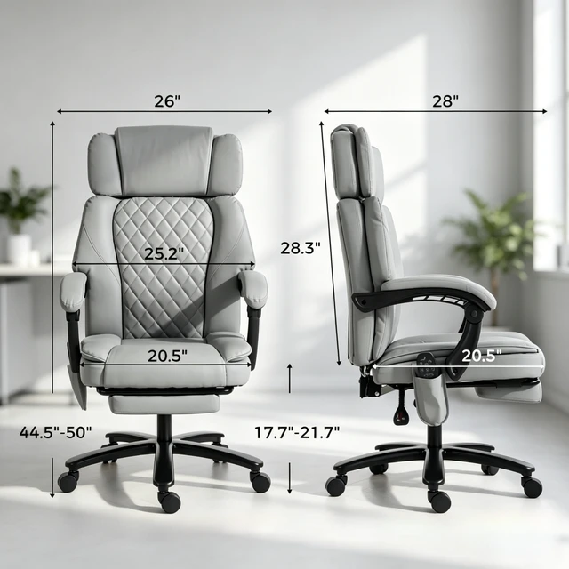 Alt view image 6 of 7 - Executive Desk Chair with Backrest, Swivel Chair Rolling Computer Adjustable Desk Only Light Gray, Foam, Metal and Wood