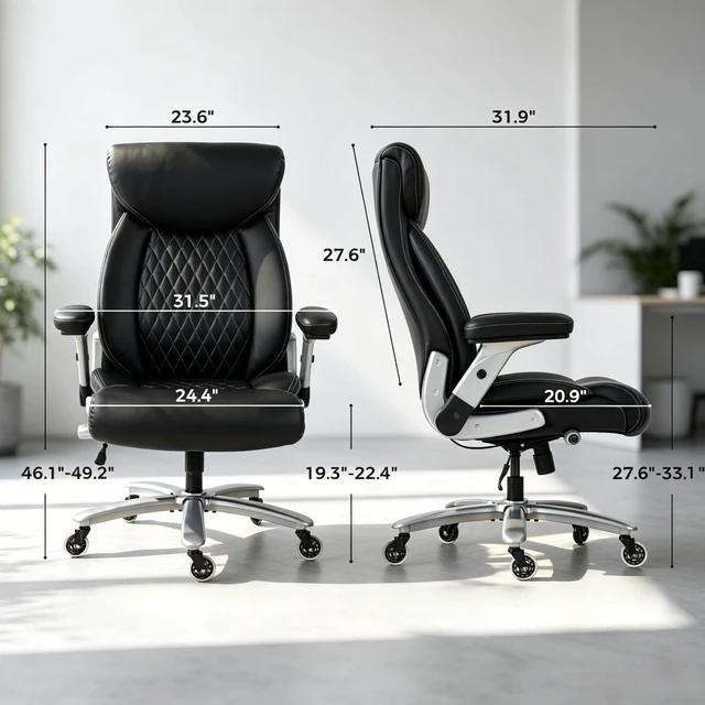 Alt view image 5 of 7 - High Back Executive Chair with Adjustable Armrests and Rolling Wheels, Swivel Computer Desk Chair Work Only Black