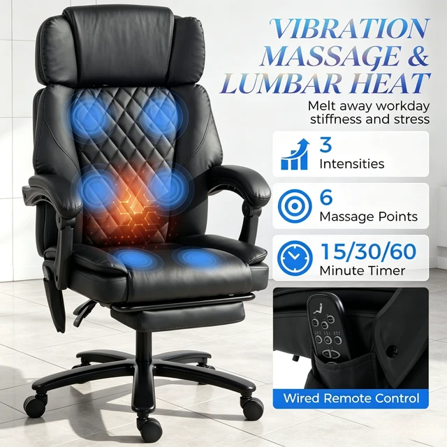 Alt view image 3 of 7 - Swivel Chair, Executive Desk Chair with Backrest Rolling Computer Adjustable Desk Only Black, Foam, Metal and Wood