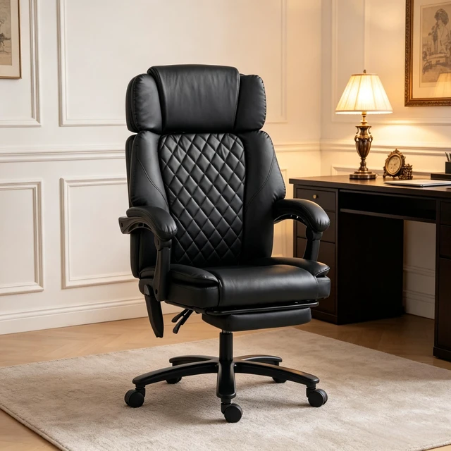 Alt view image 7 of 7 - Swivel Chair, Executive Desk Chair with Backrest Rolling Computer Adjustable Desk Only Black, Foam, Metal and Wood