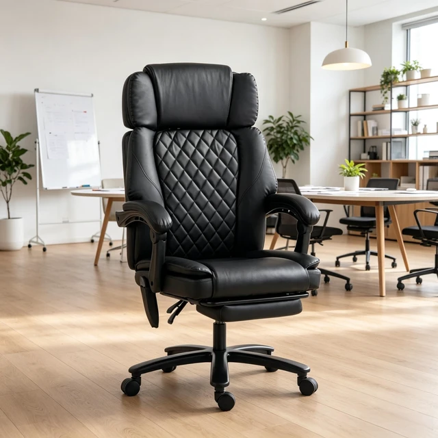 Alt view image 2 of 7 - Swivel Chair, Executive Desk Chair with Backrest Rolling Computer Adjustable Desk Only Black, Foam, Metal and Wood