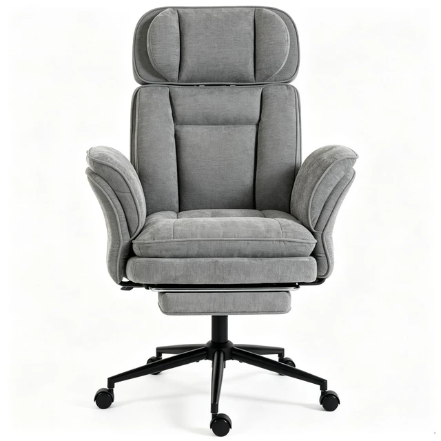 Alt view image 4 of 7 - Executive Work Chair, Adjustable High Back Computer Chair Functional Reclining Only Gray, Foam and Steel