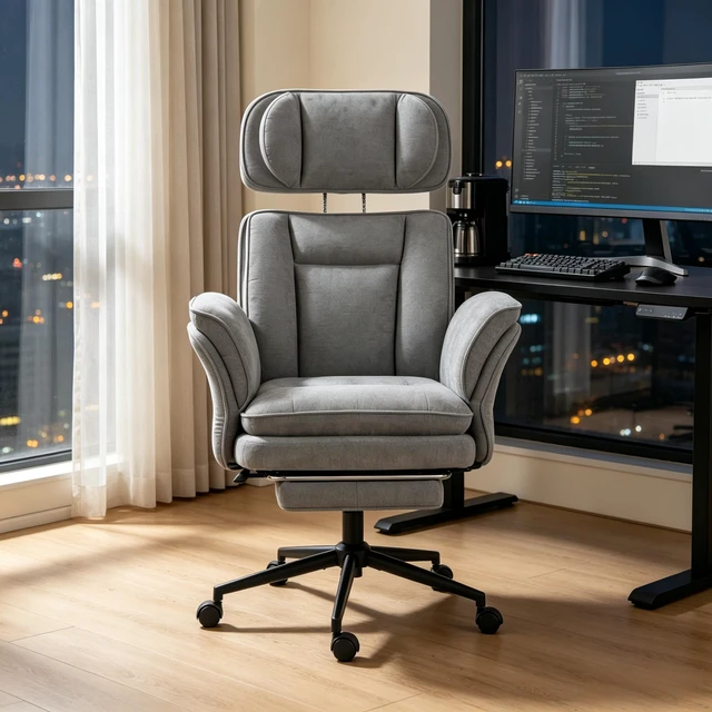 Alt view image 7 of 7 - Executive Work Chair, Adjustable High Back Computer Chair Functional Reclining Only Gray, Foam and Steel